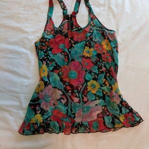 Floral, semi sheet, sleeveless top
